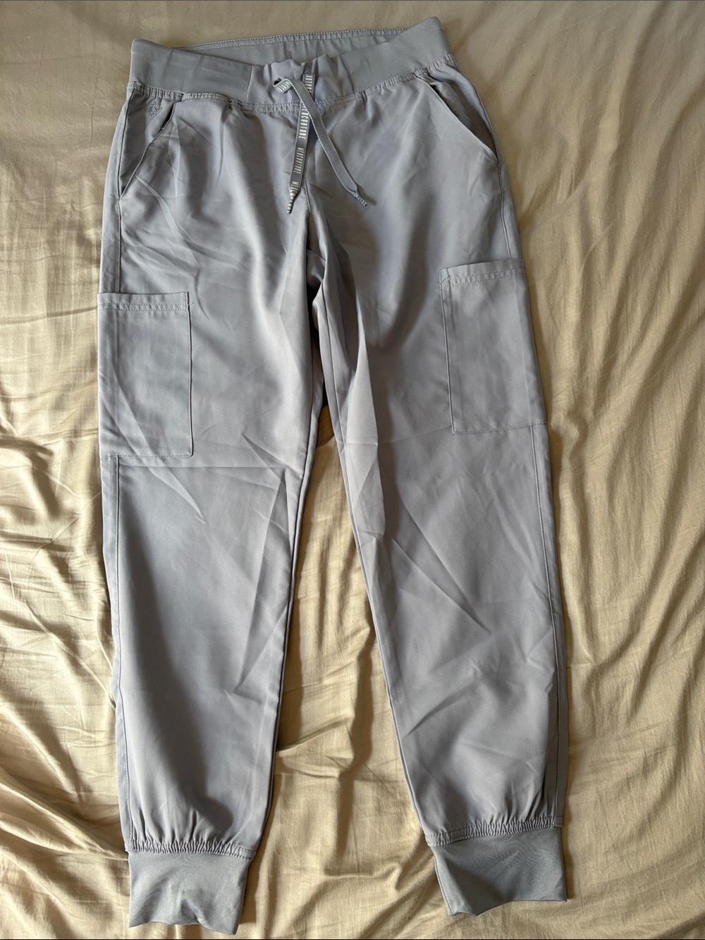 Med Couture Light Gray Women’s Jogger Pants with Cargo Pockets